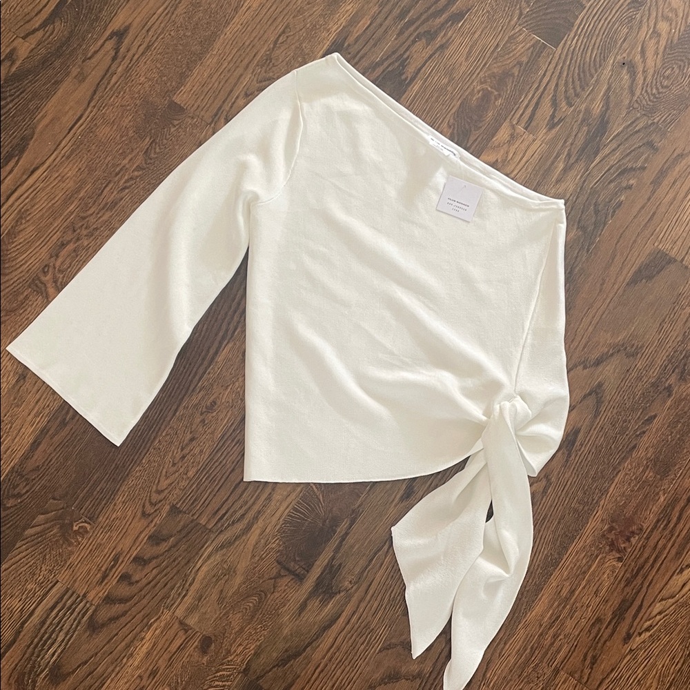 Club Monaco Cream Tie-Front Blouse